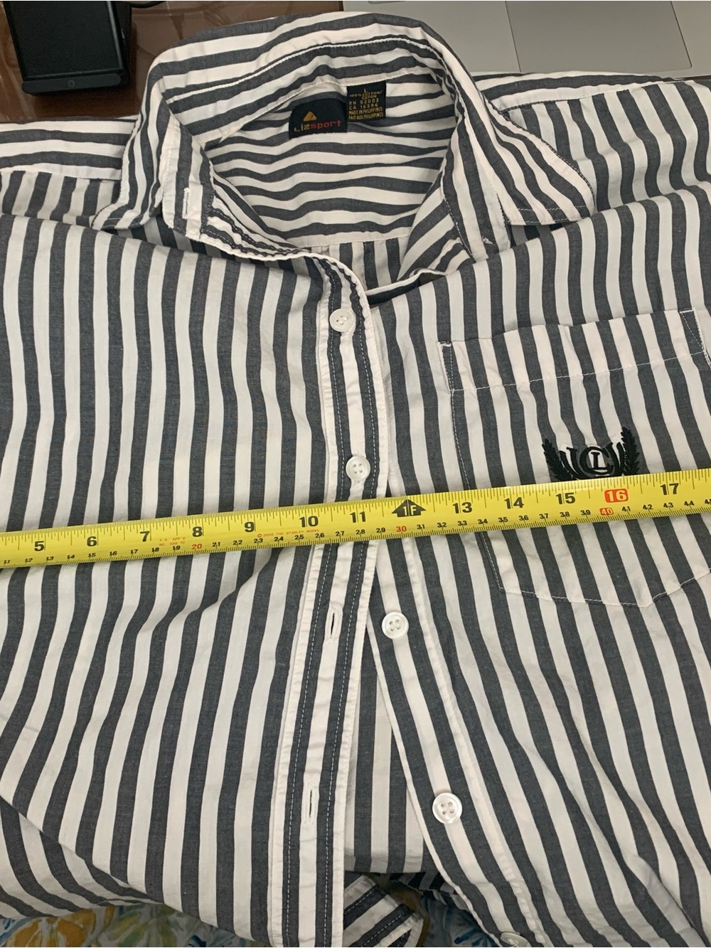 Liz Claiborne Black and White Striped Button-Up Blouse - Picture 5 of 6